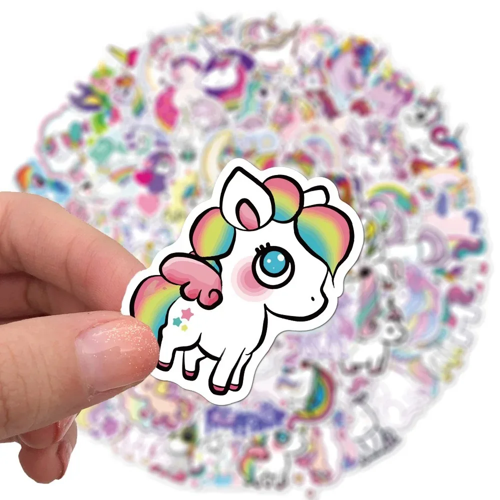 100PCS Cute Animals Graffiti Stickers Pink Unicorn Cartoon Exquisite Fashion Sticker for Phone Stationery DIY Toys Secret