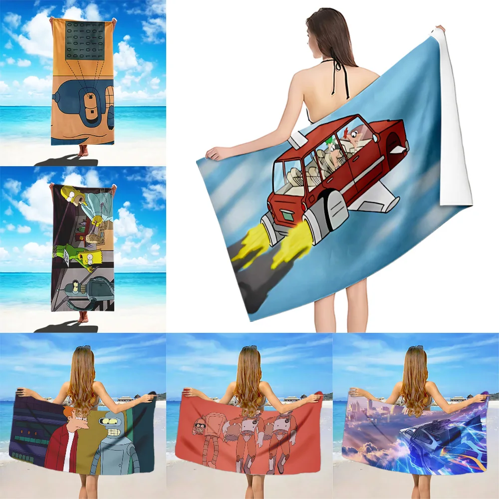 

Anime Fly Out Of The Future Bender Beach Towel Microfiber Sand Free Quick Dry Soft Sandproof Pool Towels Gift for Women Travel