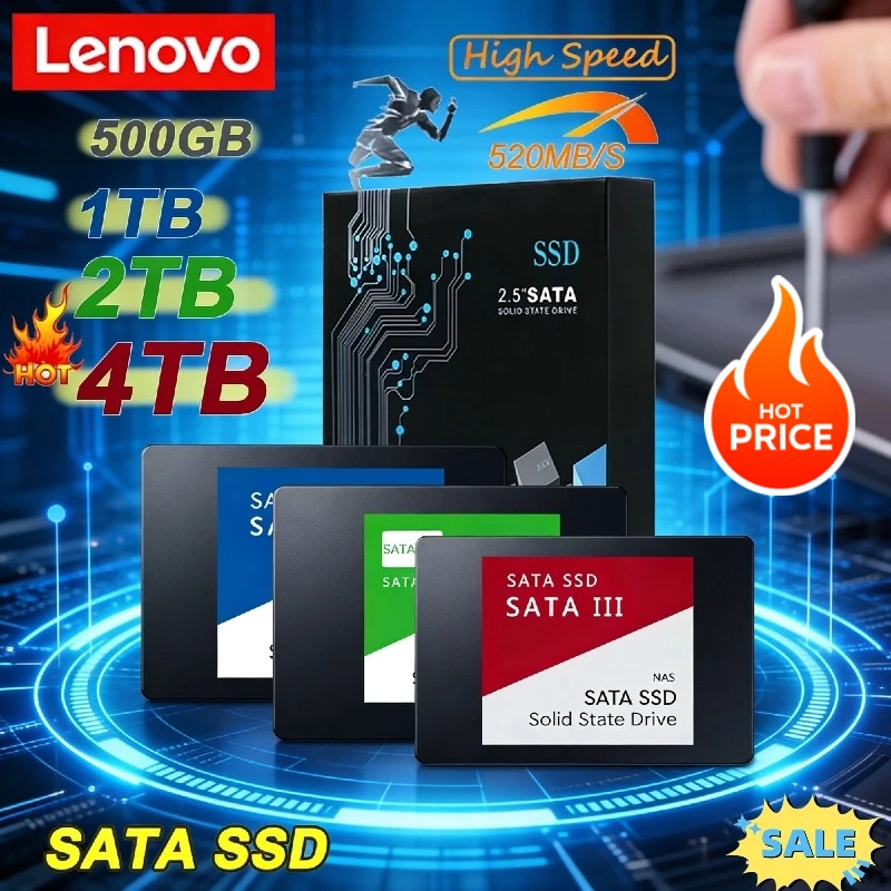 

Внешний SSD-накопитель Lenovo 4 ТБ, интерфейс SATA3, совместимость с внешними и внутренними устройствами, высокоскоростной твердотельный накопитель для ноутбука