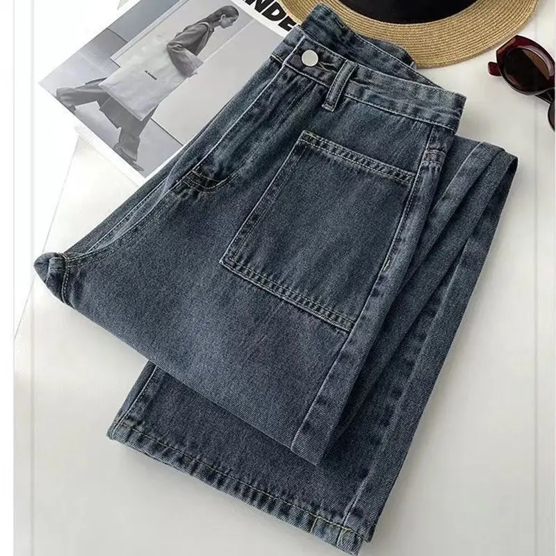 American style men and women trendy street style straight leg retro jeans spring and autumn retro washed loose leg casual pants