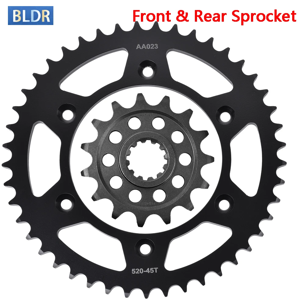 

520-15T 45T Mortorcycle Front Rear Sprocket Kit for Husaberg FC350 4 Speed 2000-2001 FC400 4 Speed 2000-2001 FE650e 2003-2008