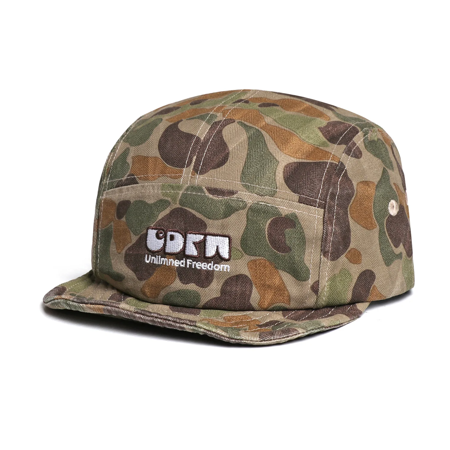 Korean Street Camouflage Soft Brim Baseball Cap Female Retro Tooling Style Hip Hop Flat Edge 5-Panel Sun Peaked Cap Men