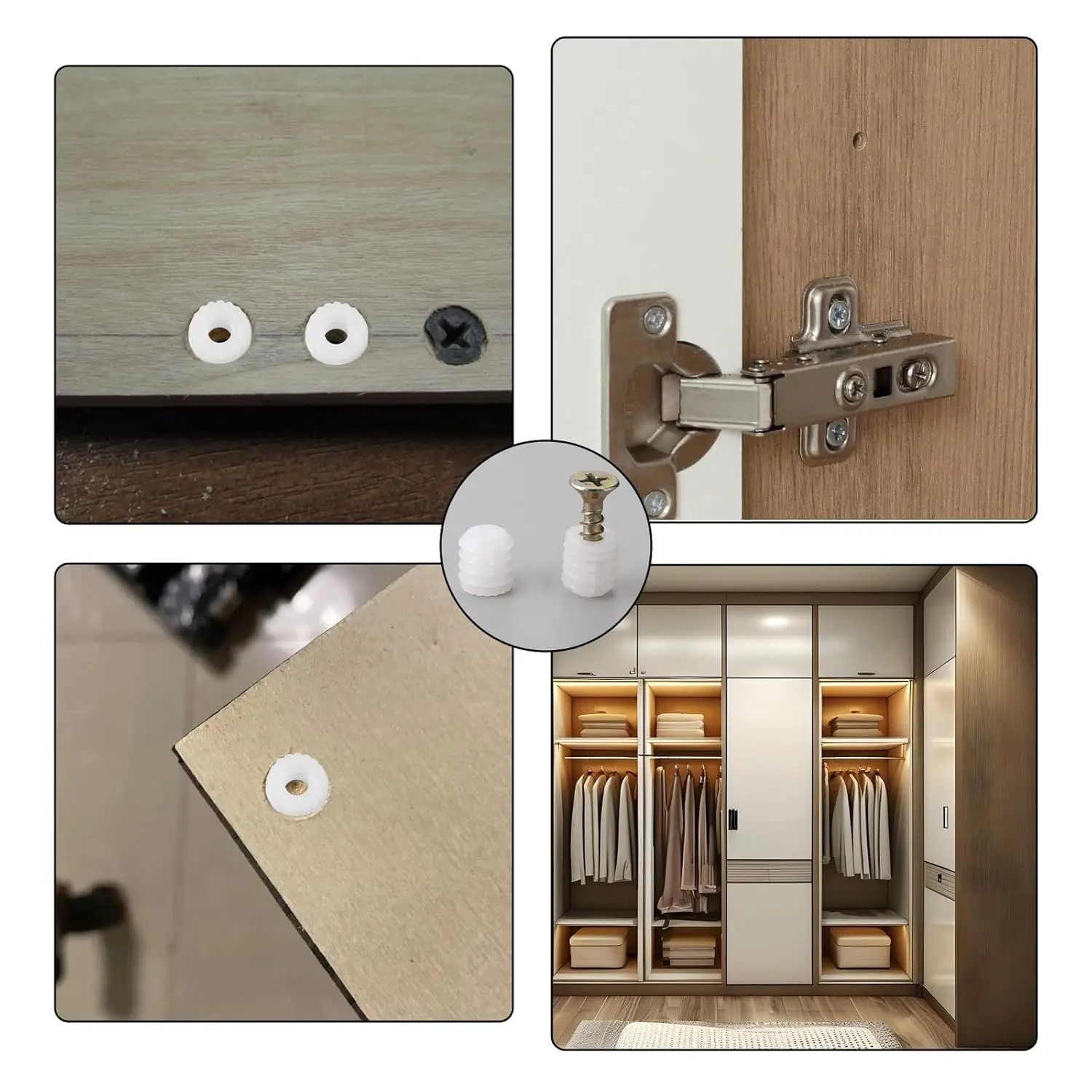 1000Pcs Plastic M4 Knock-in Threaded Nut Inserts For Furniture Cabinet Hinge