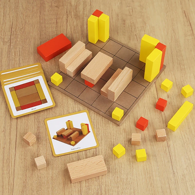 Räumliche 3D Gebäude Montessori Holz Puzzle Spielzeug Logisches Denken Ausbildung Spiel Stapeln Pädagogisches Spielzeug Für Kind