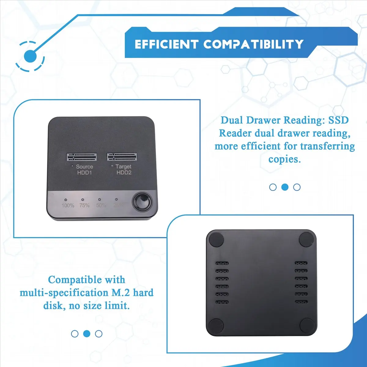 【DEAL!】M.2 SATA Duplicator M.2 SATA Dual Bay SSD Enclosure External Hard Disk Docking Station with Clone for M2 HDD SSD Reader view 6