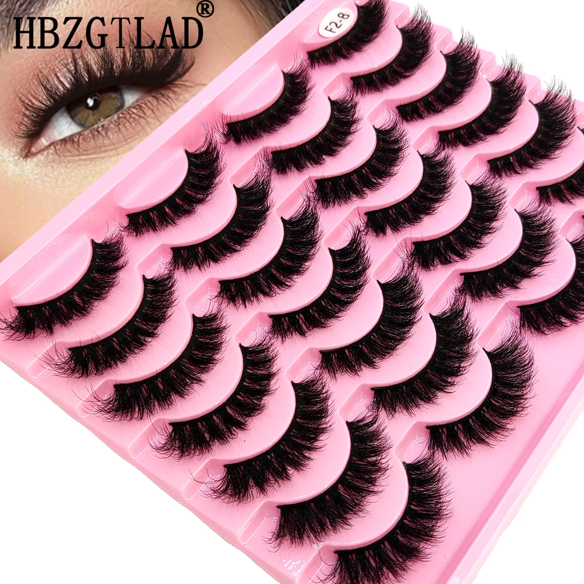 HBZGTLAD 14 Double Natural Appearance False Eyelash Thick and Fluffy Artificial Mink Eyelash Like Black Extended Cat Eyelash