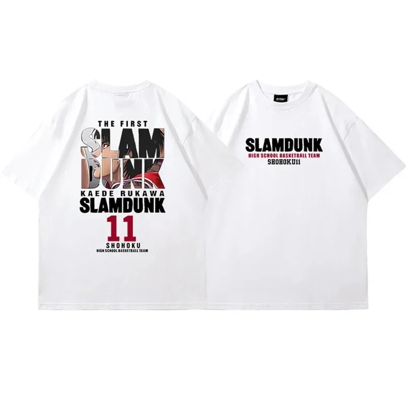 2025Anime Slam Dunk Print T-Shirt Men's Oversized Japanese Manganese Short Sleeve Fast Shipping Pure image 6