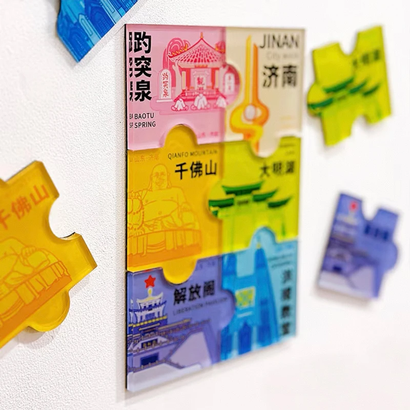 Custom Personalized Acrylic Jigsaw Puzzle Fridge Magnet Send Picture Unique Gift Couple Family Pet Wedding Anniversary 6 Pcs