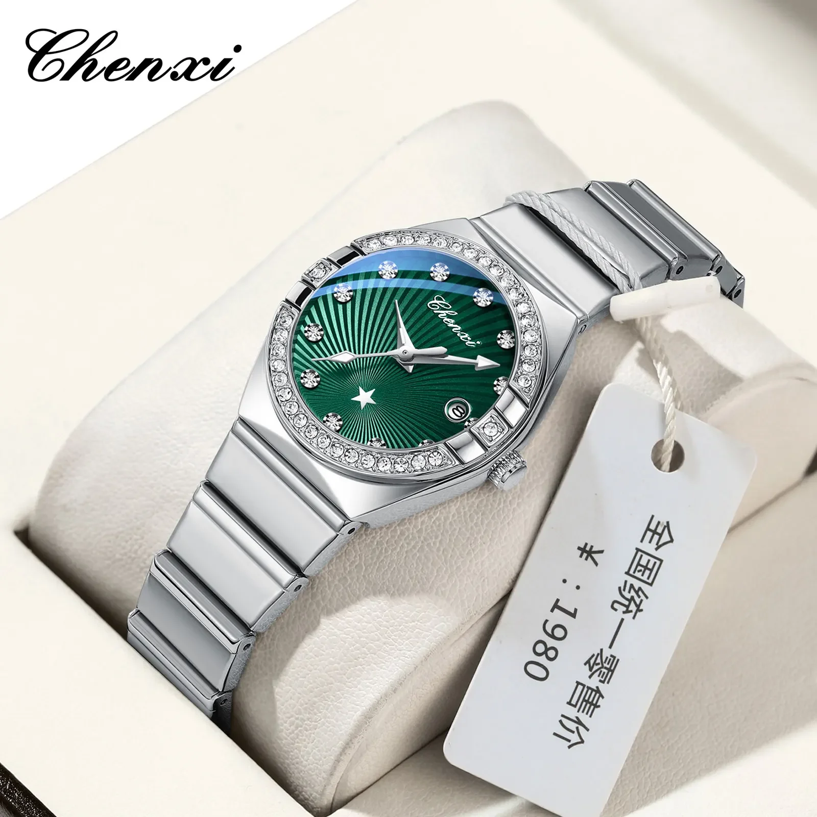 

CHENXI 340 Роскошные часы из нержавеющей стали, женские повседневные женские часы, модные женские кварцевые женские часы с бриллиантами мужские