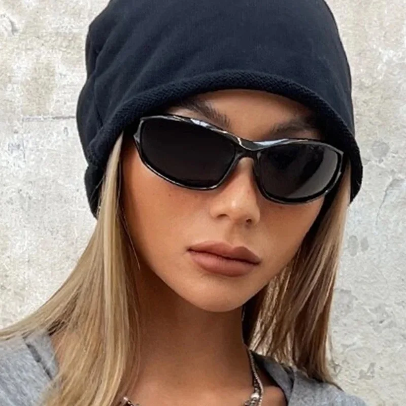 Y2K Retro Sport Sunglasses for Women Men Brown Lenses Vintage 90s Wrap Around Eyewear Protection Cycling Windproof Sun Glasses