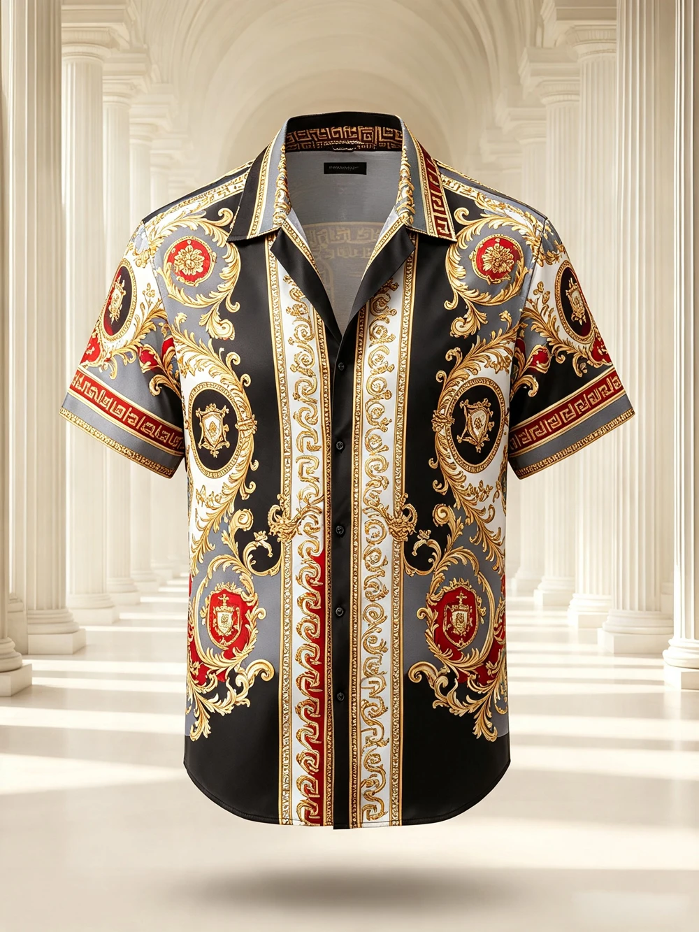 2026 17-color optional men's luxury silk smooth soft shirt retro fashion design printed shirt holiday party wedding Men's Gift