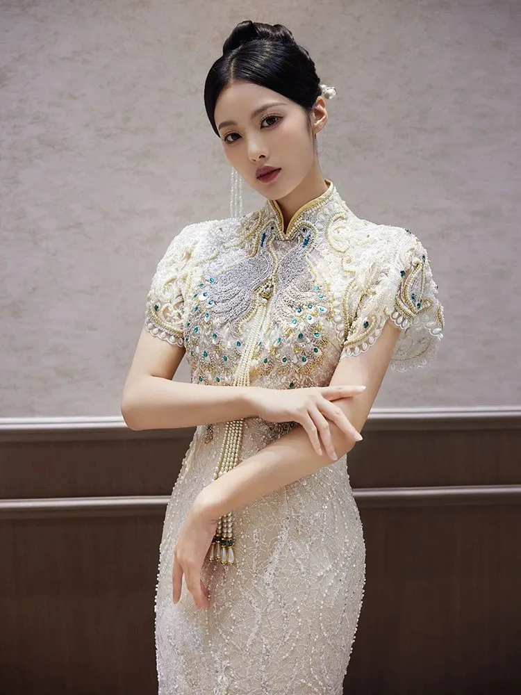 

New Chinese-style wedding toasting dress engagement heavy industry banquet traditional Chinese style for women