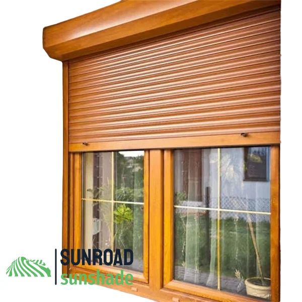 Outdoor Aluminum Roller Shutter for Window Brown Color Scheme Wholesales Square Round Cassette SUNROAD