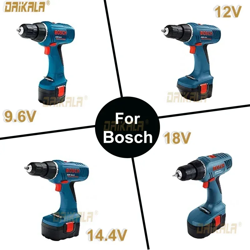 9.6V/12V/14.4V/18V 4.8/6.8Ah Battery Rechargeable Batteries for Bosch Hand Drill GSR Remplacement Battery Power Tool Battery