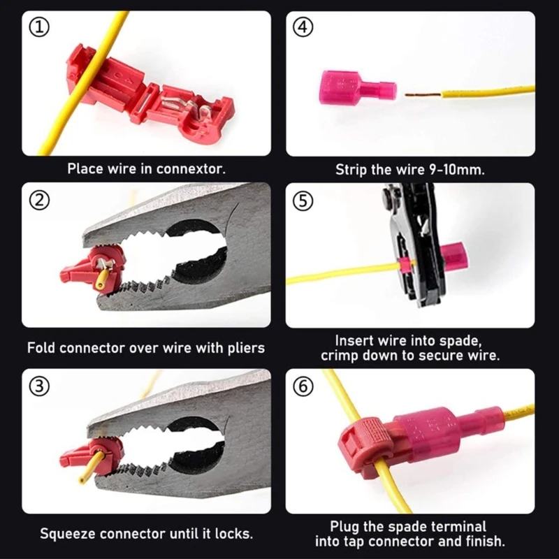 Easy Splices Connettori per cavi a T Terminali isolati Connessione 160 pezzi