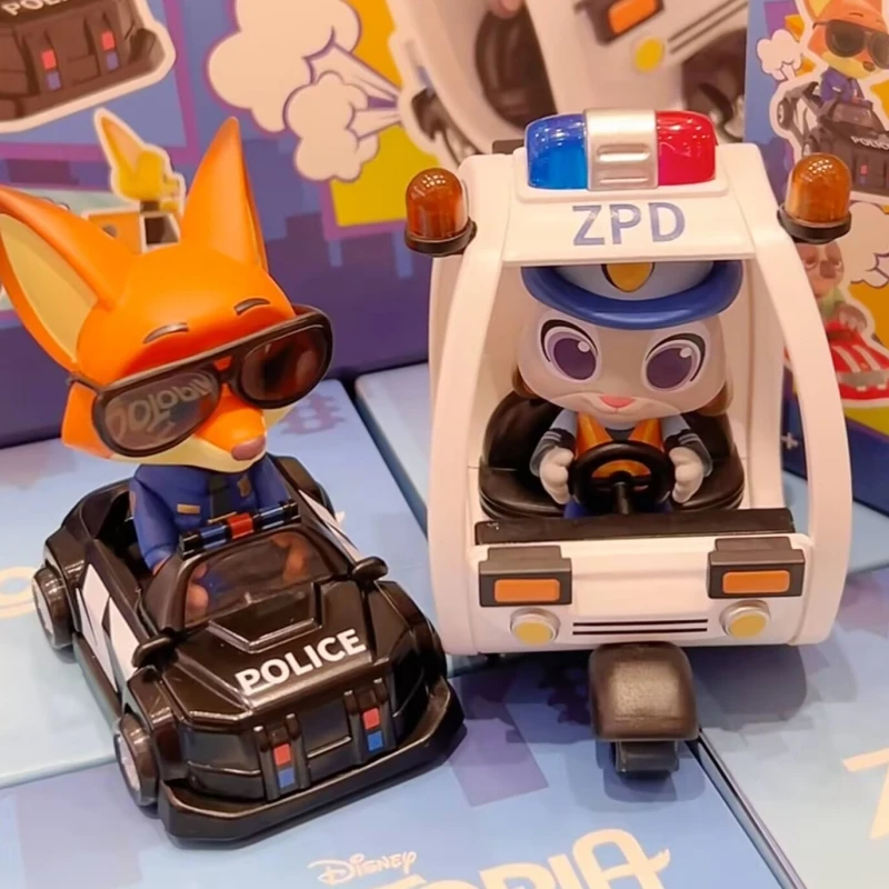 

Лидер продаж 2025, Zootopia Fun Traffic Series, слепая коробка, игрушка, мультяшная фигурка Джуди Ника, полицейская модель автомобиля, детские подарки на день рождения, Рождество