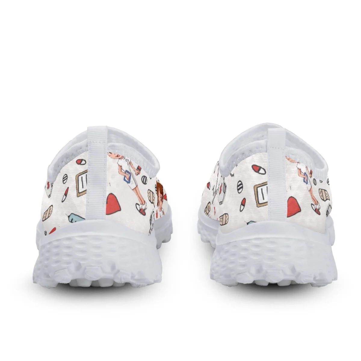 Belidome Cartoon Nurse Shoes White Medical Nurse Print Breathable Walking Mesh Flat Shoes Sneaker Female Footwear Tenis de Mujer
