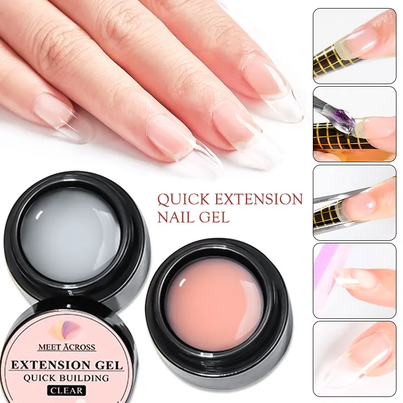 MEET ACROSS Milky White Clear 8ml Extension Nail Gel Polish For French Nails Art Manicure Semi Permanent UV Varnish Tips Tools