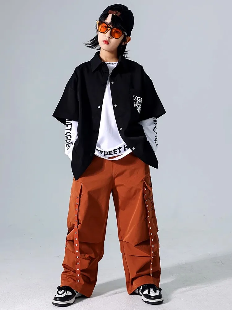 어린이 청소년 힙합 댄스 복장 소년 드럼 쇼 의류Poppin Breaking Performance Costume Girls 재즈 댄스웨어 BL14364