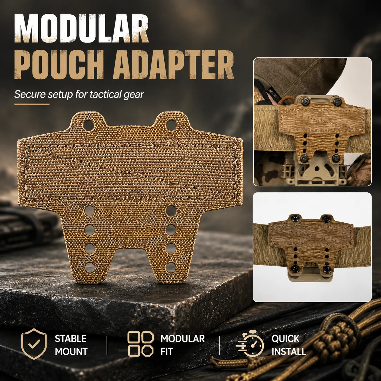 Tactical Modular Holster Adapter with Hook & Loop Panel Adapter Dedicated Belt Mount Platform for Training Outdoor Gear Kit
