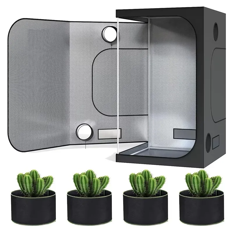 Durable 600D Oxford Cloth Hydroponic Grow Tent Single Door Green Edges & Green Pipes for Plant Growth 60*60*120