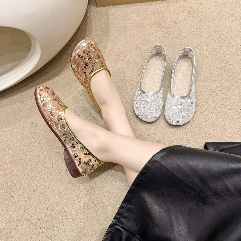 

Кроссовки женские с круглым носком, мягкие дышащие, без шнуровки, элегантная повседневная модная обувь на плоской подошве, лето 2024