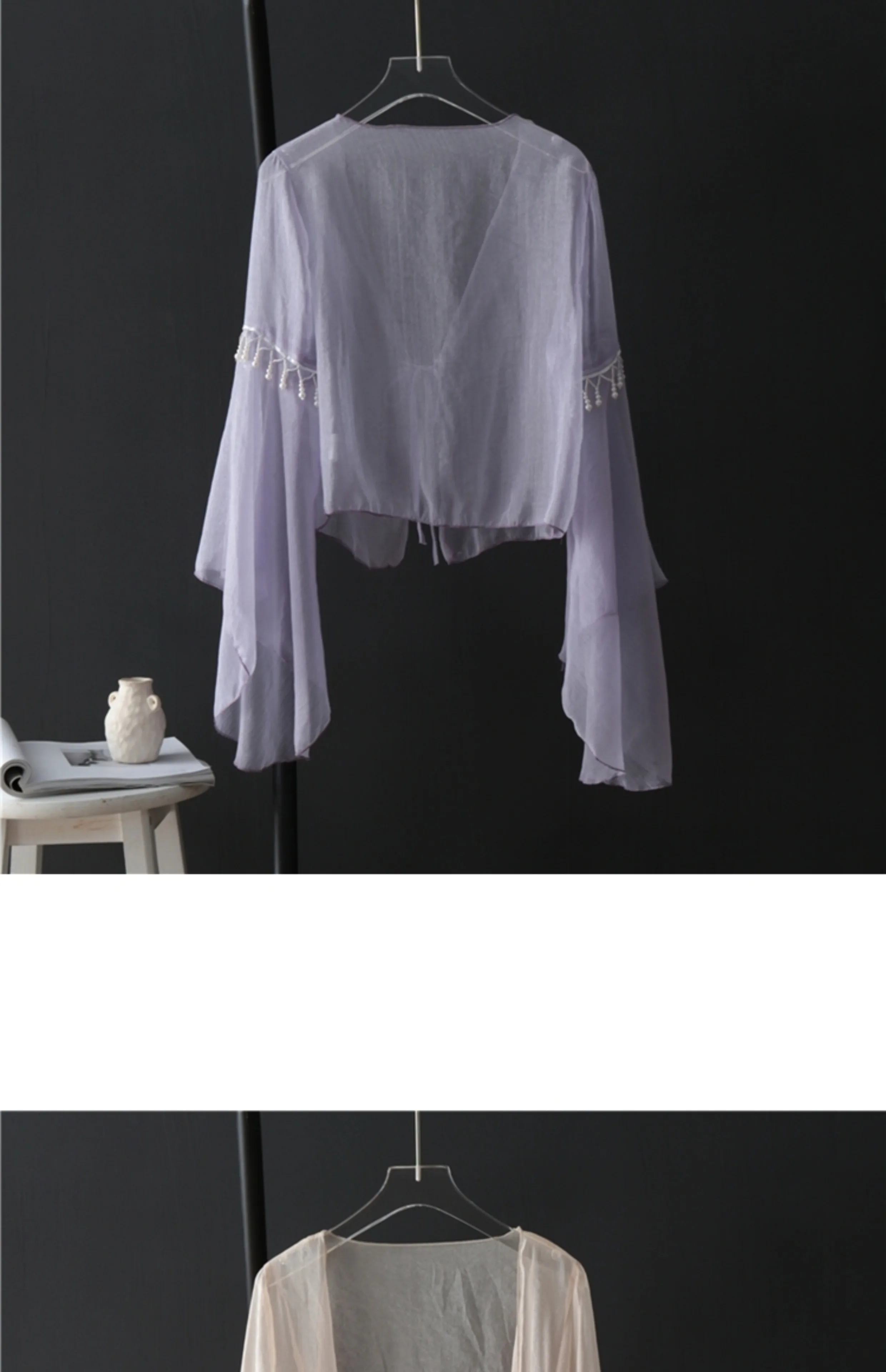 เต้นรําคลาสสิก TOP สตรีผ้าพันคอเสื้อผ้าจีนเต้นรําเครื่องแต่งกาย Horn Sleeve เสื้อสเวตเตอร์ถัก Elegant Performance เสื้อผ้า