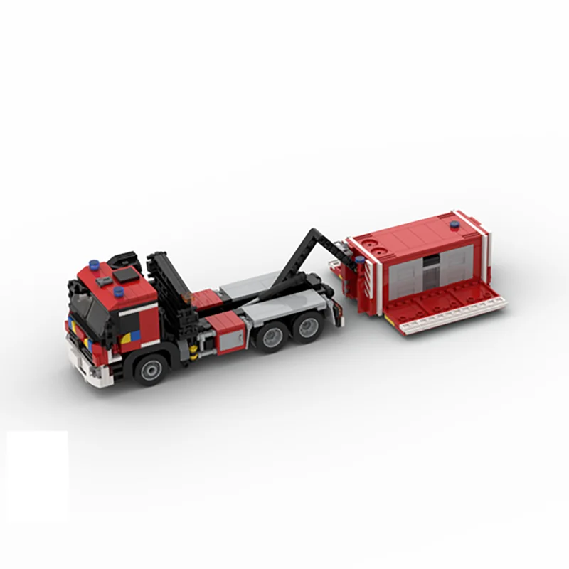 Car Series Moc Building Blocks Belgian Fire truck hooklift Model Technology Brick Brand-name Vehicle DIY Toy For Child