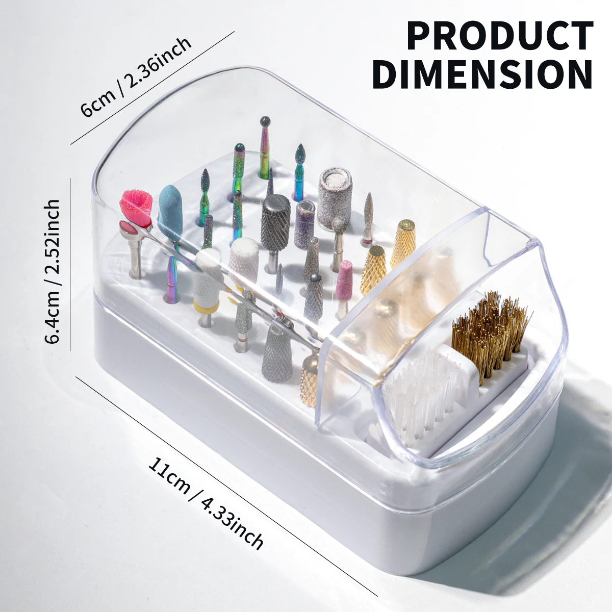 2in1 Nail Drill Bits Storage Box 30 Holes Nail Art Drill Storage Box Grinding Polish Head Bit Holder Display Organizer Dustproof