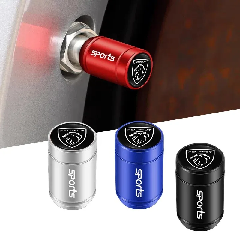 Conjunto de 4 Peças de Tampas de Válvula de Pneu de Liga para Carros Peugeot 208 2008 308 3008 408 4008 508 5008 RCZ - Acessórios para Válvulas de Ar de Roda Automotiva