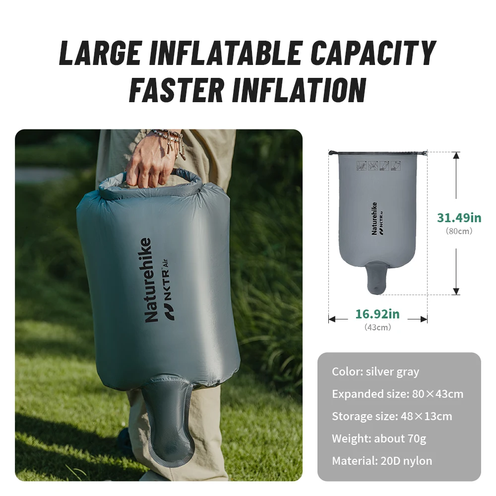 Naturehike Inflatable Bag for Outdoor Air Mattress Inflating Mat Multifunctional Universal Camping Tent Moisture-proof Mat Pump