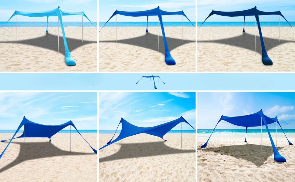 Outdoor Beach Tent Sun Shelter Camping Shades Tents Windproof One-piece Beach Canopy Tents UPF50+ Portable Family Tent