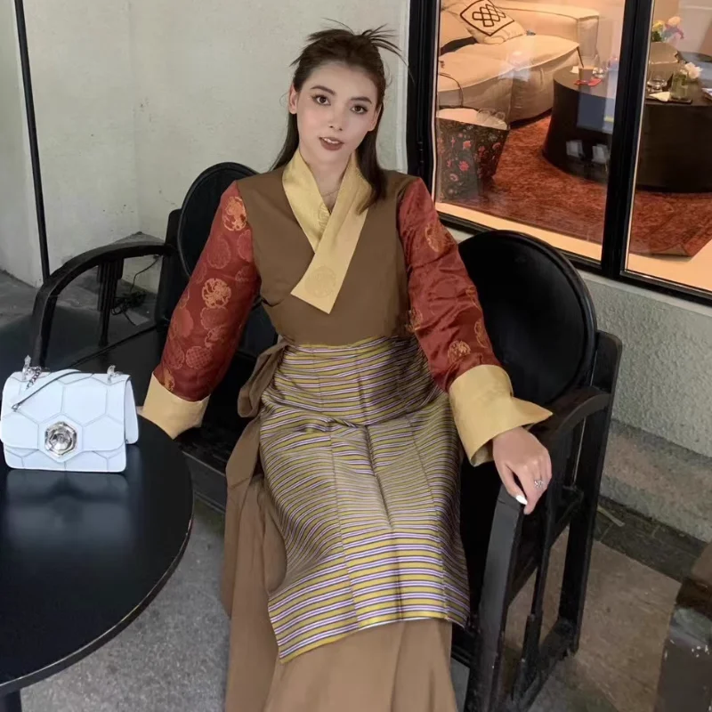 xizang-nuguozhuang-robe-de-danse-chinoise-vetements-tibetains