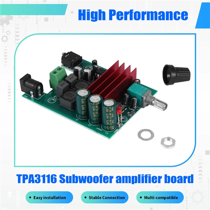 A72T Power Amplifier Board High-Sensitivity Mono TPA3116 Subwoofer Amplifier Module With NE5532 OPAMP