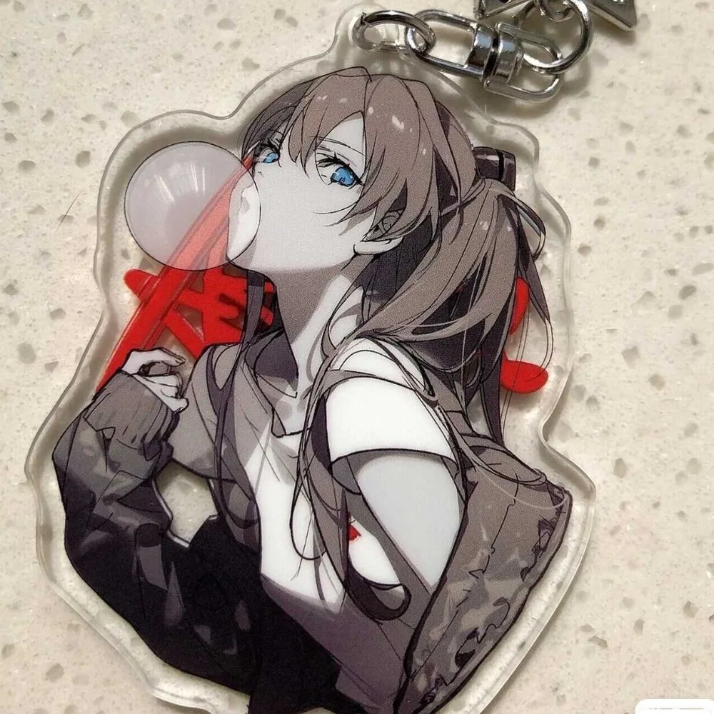 

Asuka Langley Soryu Key Buckle EVA Anime Peripheral Personality Cool Drag Schoolbag Acrylic Pendant Exquisite Compact Ornaments