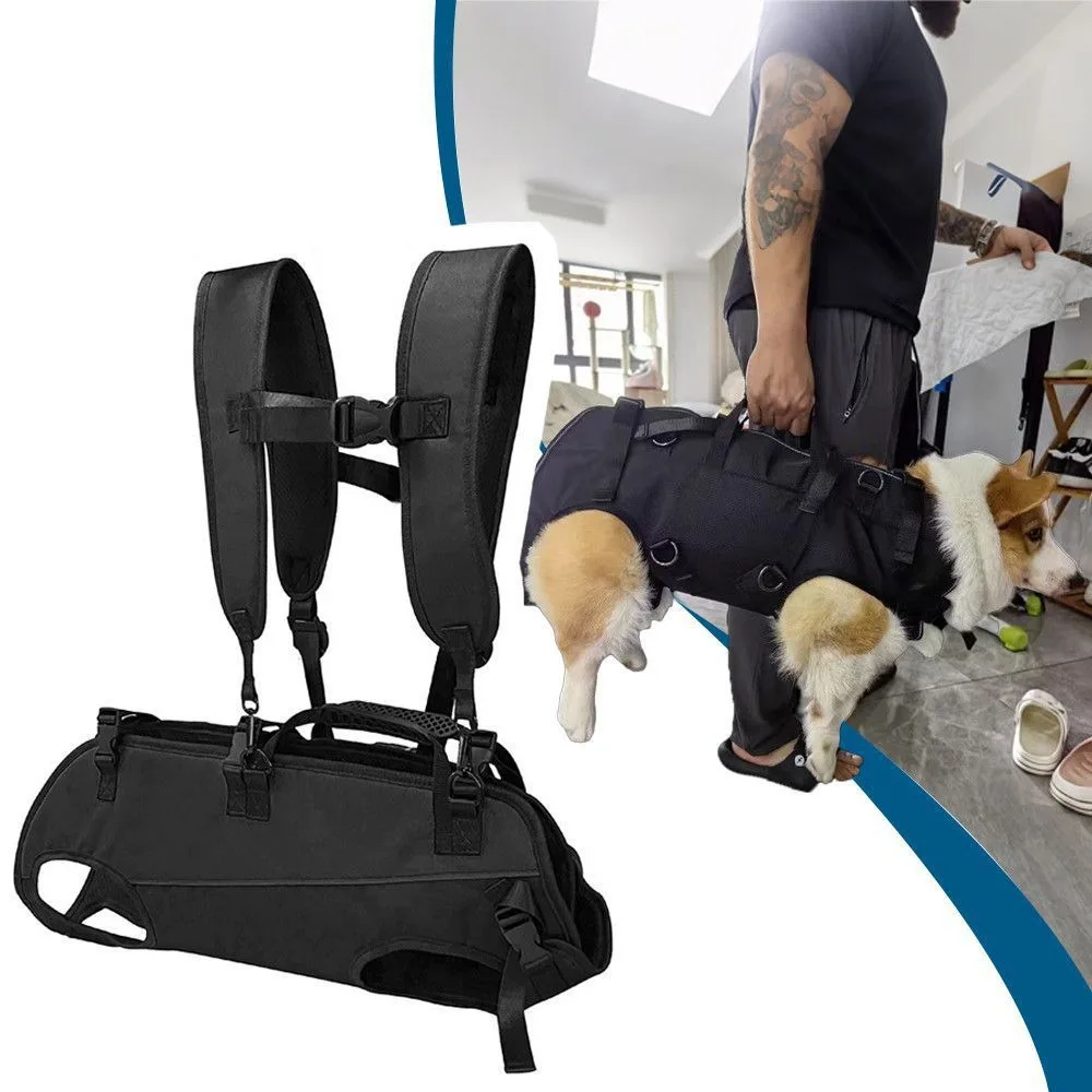 Wear-resistant nylon fabric pet double-shoulder backpack, multi-functional outdoor portable dog harness, cycling backpack