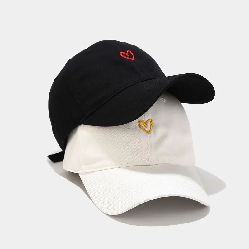 Japanese Style Fashion Heart Embroidery Baseball Caps For Men Women Summer Couple Sun Protection Cap Streetwear Korean Visor Hat