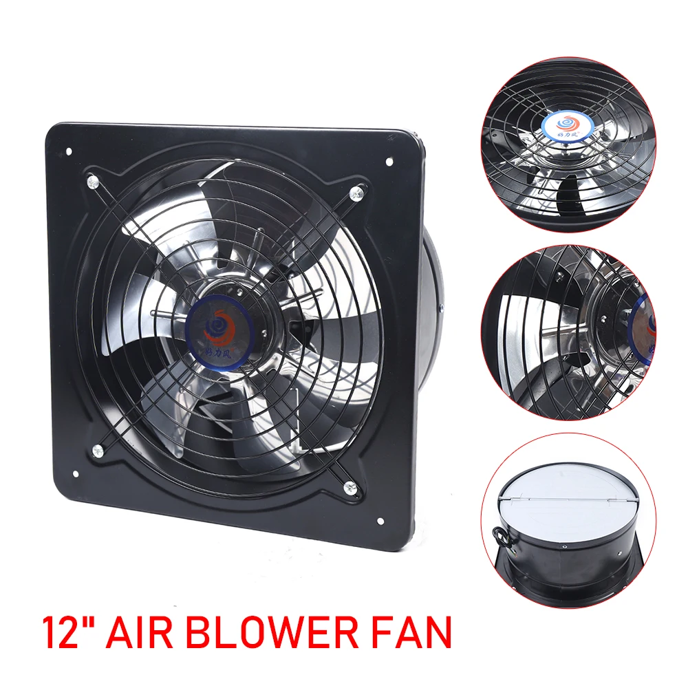 12 in 125W Exhaust Fan Extractor Blower Bathroom Wall Mount Kitchen Garage Ventilation Vent High Speed