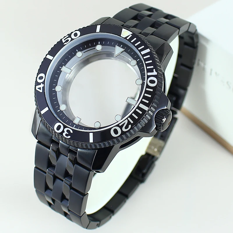 

Black 42.5mm Men's Watch Case 316L Steel Bracelet For NH35 NH34 NH36 NH38 4R36 Movement 30.5mm Dial Glass Back Mod Starfish T120