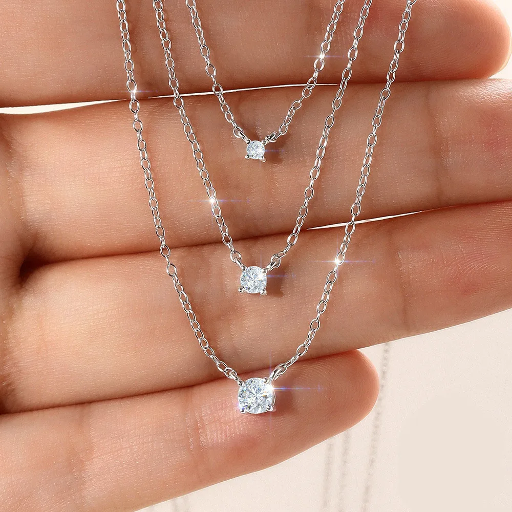 

1-5CT Rose Gold Color Moissanite Necklace for Women D Color Sparkling Classic Simulated Lab Diamond Pendant Sterling Silver 925