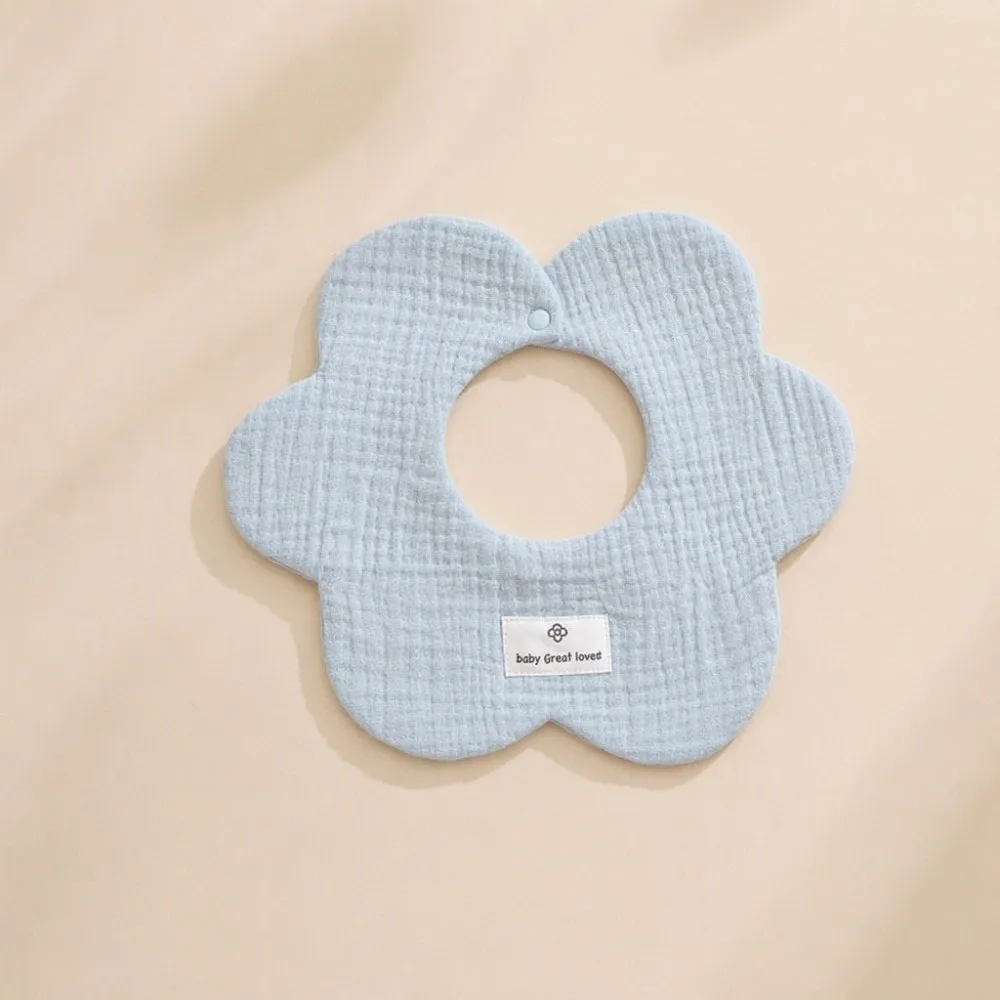 3pcs Petal Shape Babies Drool Bib Soft Cotton Absorbent Petal Saliva Towel Machine Washable Solid Color Infant Feeding Bib