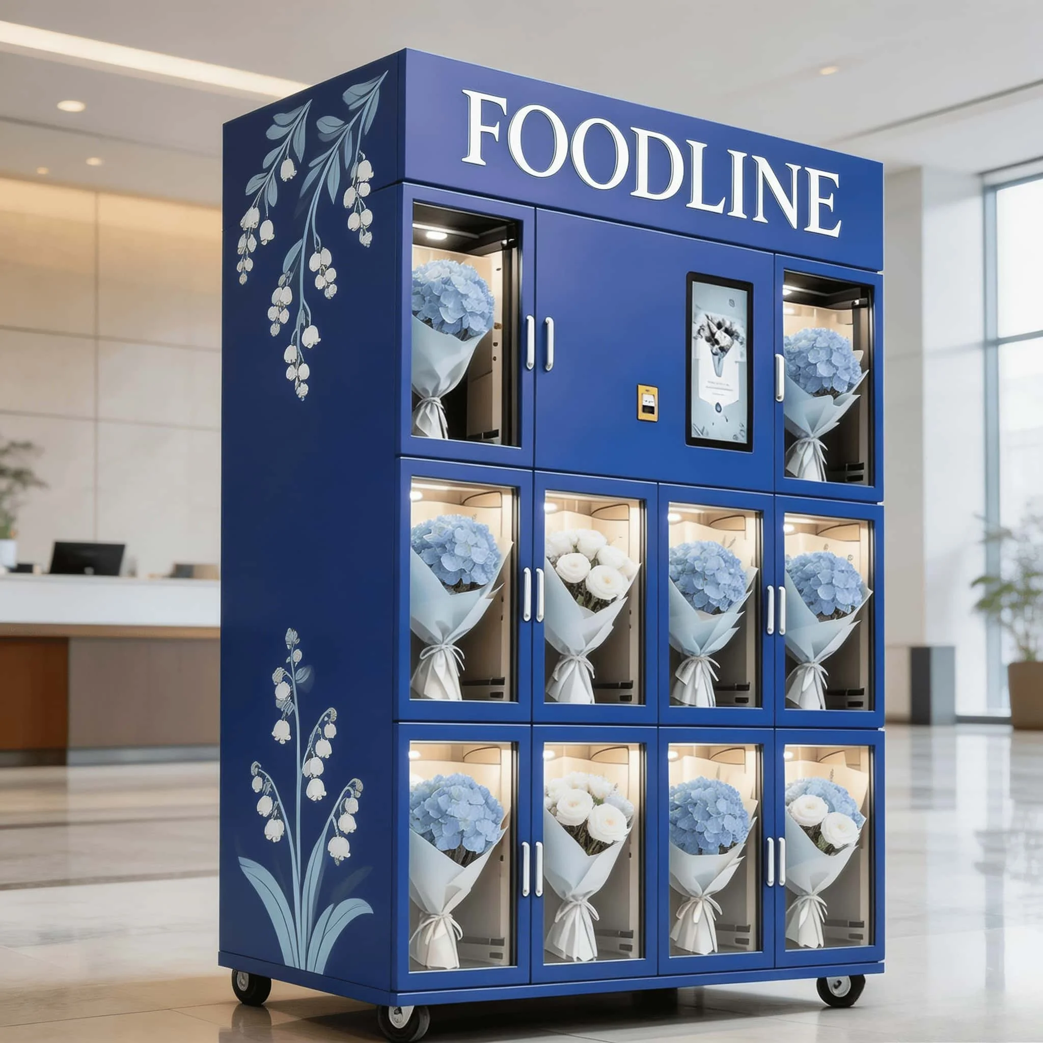 FOODLINE Outdoor Waterproof Flower Vending Machine Air Cooling Smart Locker QR Payment Fresh Flower Automatic Seller