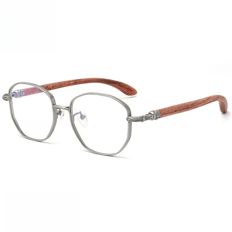 

Pure titanium thick edge log glasses frame female myopia round face wooden glasses frame male can be equipped with degree