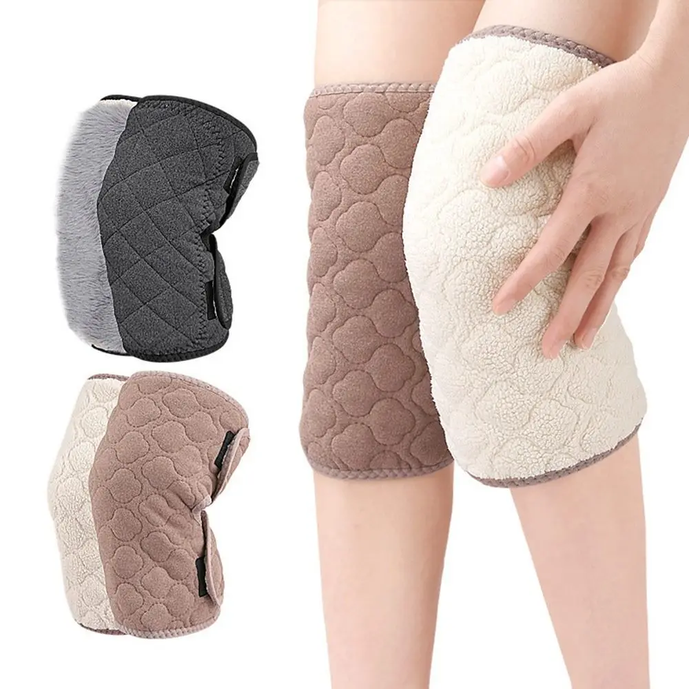 Portable Faux Fur Plush Knee Pad Thicken Three-layer Seam Warm Knee Pad Windproof Knee Brace Sleeve