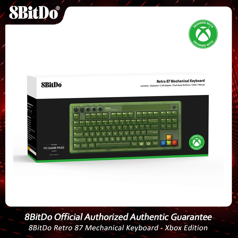 8BitDo Retro 87 Mechanical Keyboard with RGB Backlight, Bluetooth/2.4G/USB-C Hot Swappable Gaming Keyboard for Windows Android