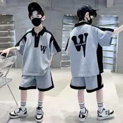 Summer Teenage Boy Clothes Set Children Girls Letter Tshirt and Shorts 2pcs Suit Kid Short Sleeve Top Bottom Outfits Tracksuit