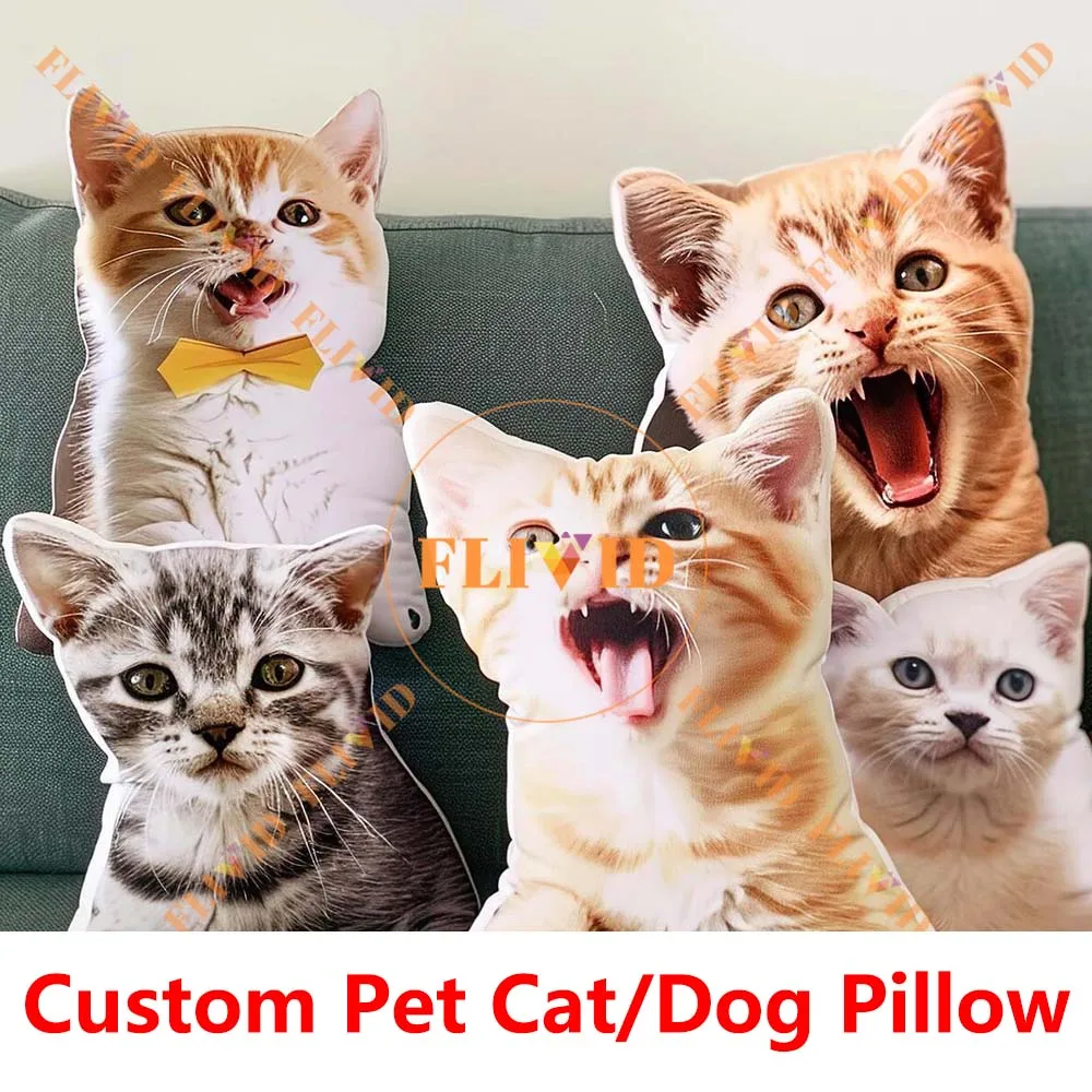 Customized 3D Dog Pillow Personalized Pet Cat Animals Pillow Custom Creative Gift Sofa Throw Pillow Animal Memorial Cushion