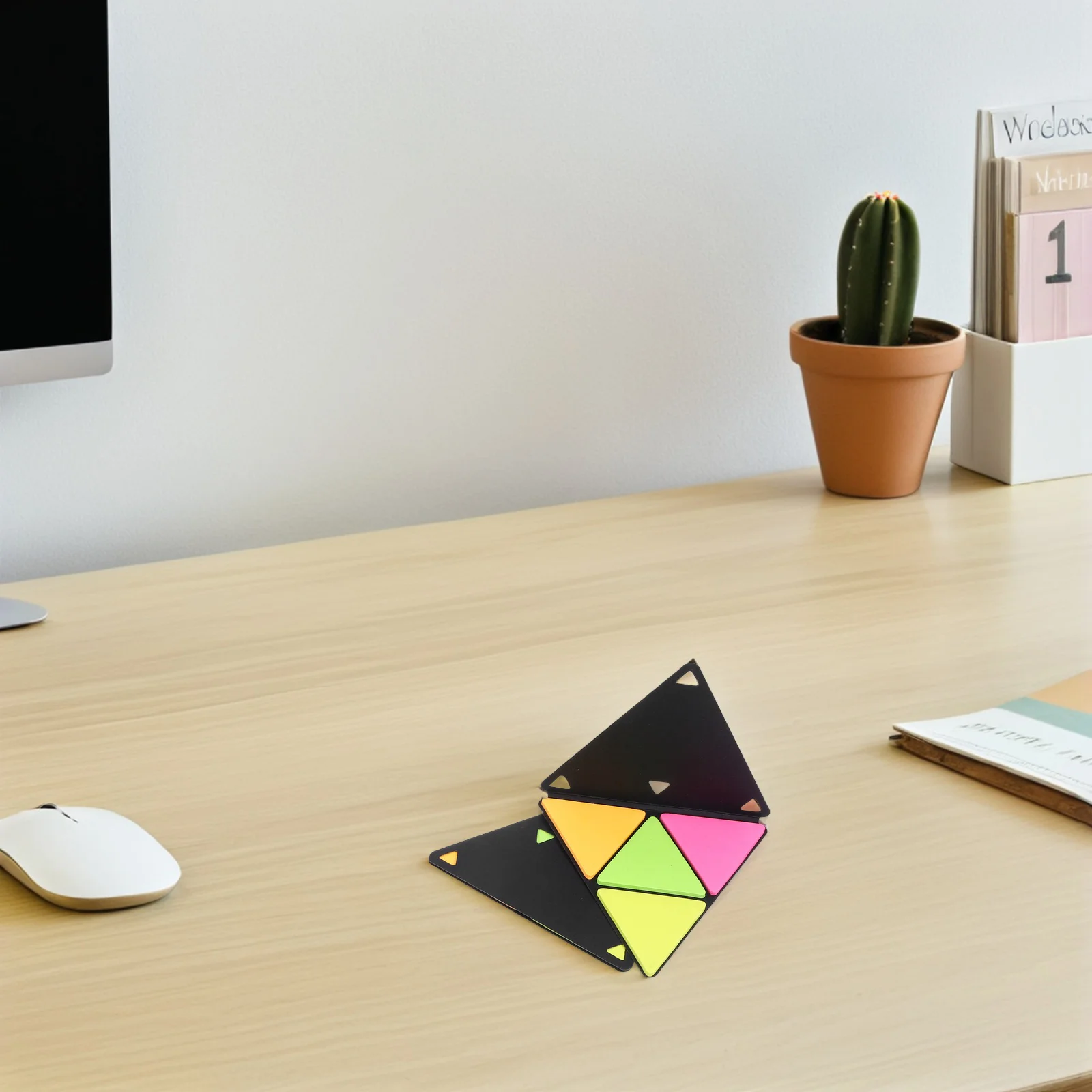 4 مجموعات من مفكرة لاصقة مثلثة محمولة، لون التصاق قوي، مشفرة منظمة للطلاب والمعلمين، مفكرة صغيرة #5