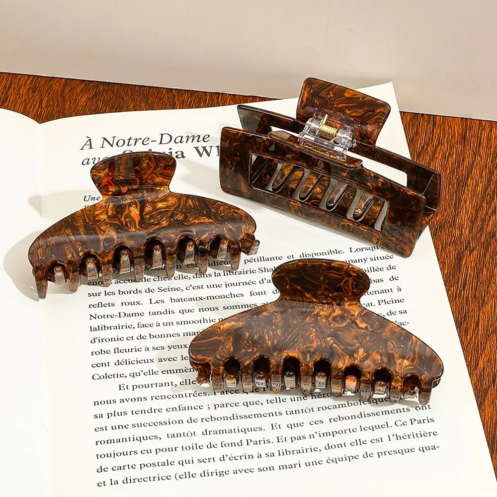 1 قطعة/3 قطعة مشابك شعر على شكل صدفة سلحفاة من الأسيتات 3 عبوات |   عقد قوي للشعر السميك/الناعم |   مقاطع الفك غير القابلة للانزلاق على الطراز الفرنسي القديم