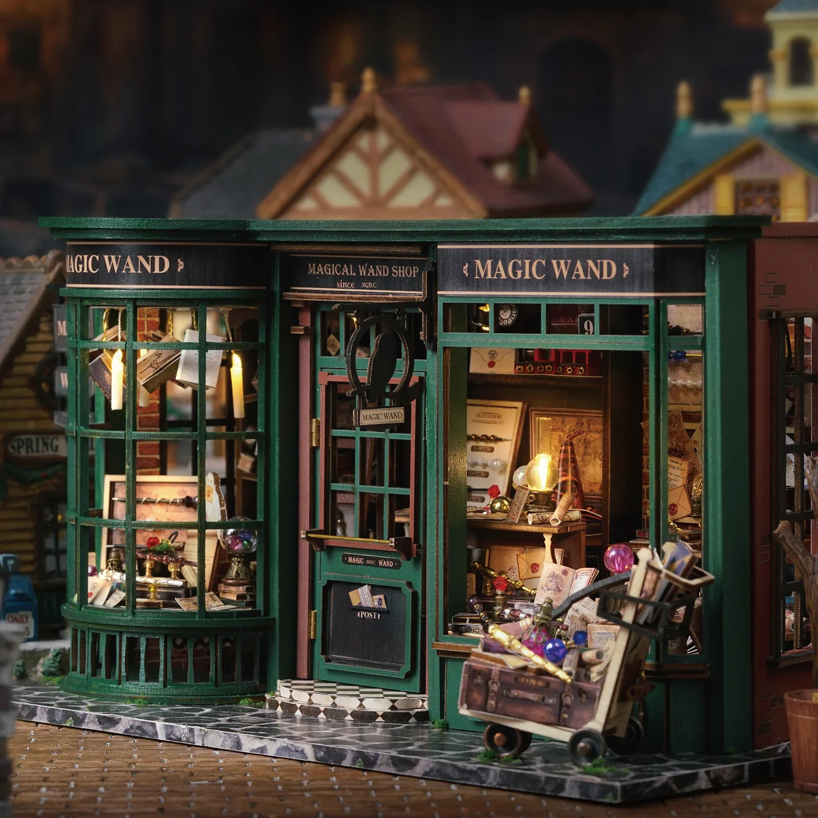 Miniature Dollhouse Kit,Magic House Wand Shop, Casa Home,Wooden Doll House with Accessories and Furniture, Christmas Gift